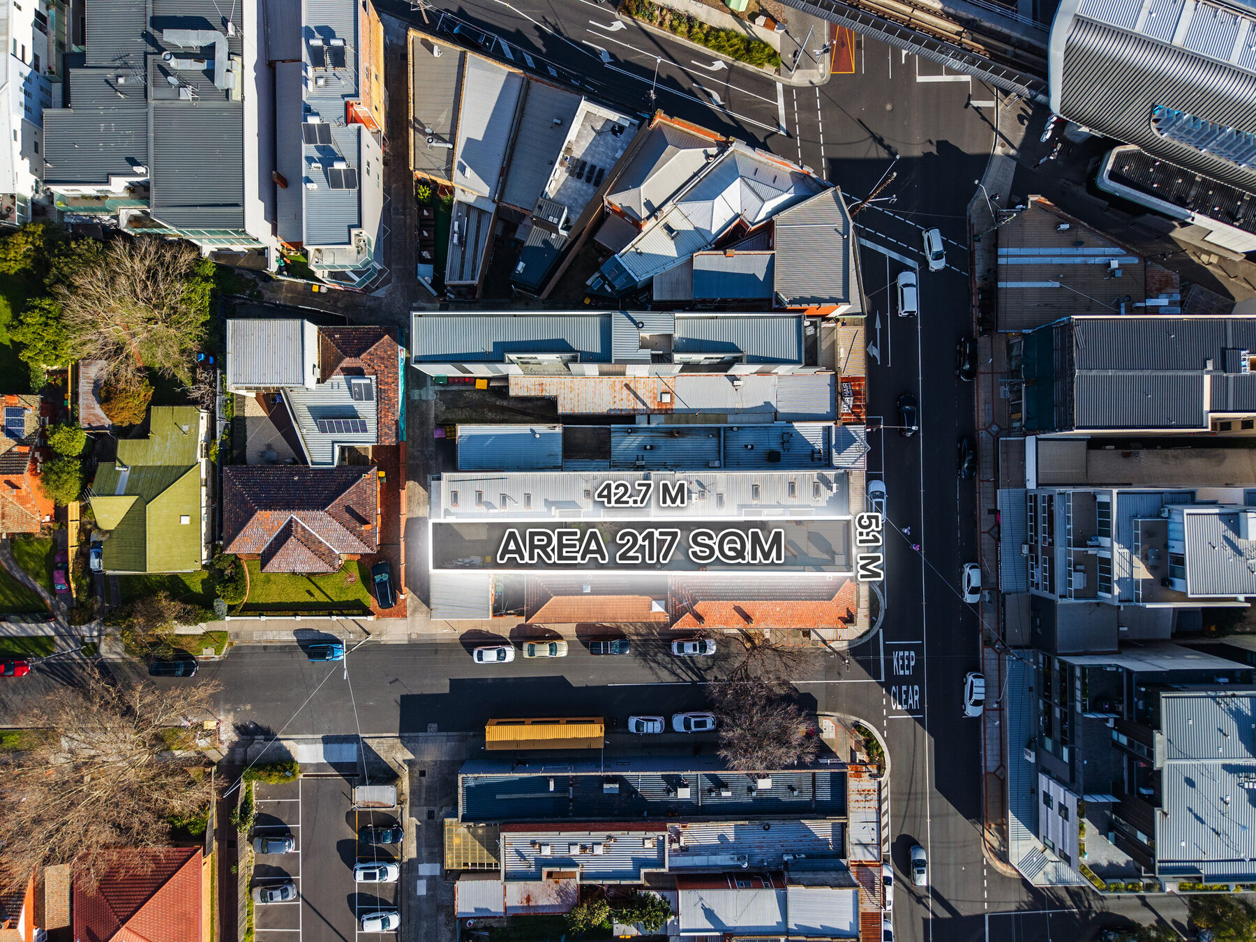 Aerial view with site dimensions